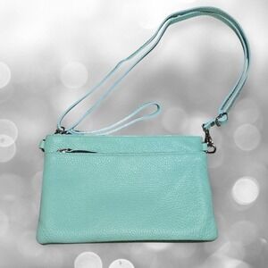 Borse in Pelle Small Wristlet Clutch Purse/Crossbody Italian‎ Leather Mint